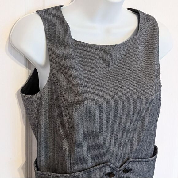 Mango Formal dress grey mini stripes size 6 @Y - Picture 4 of 13